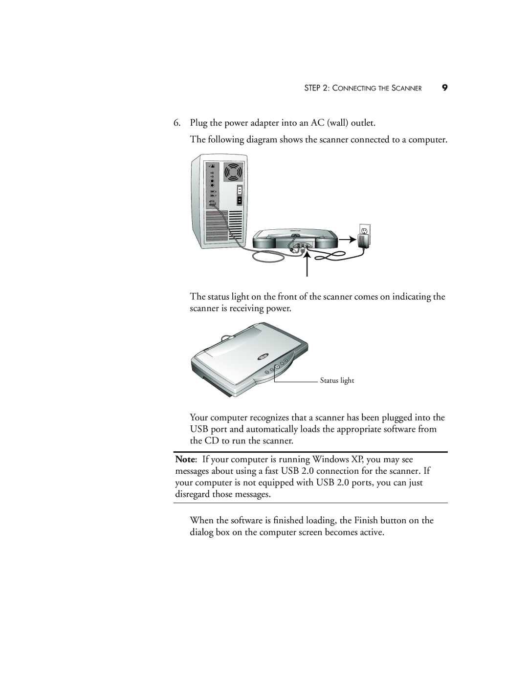 Visioneer 9020 manual Status light 