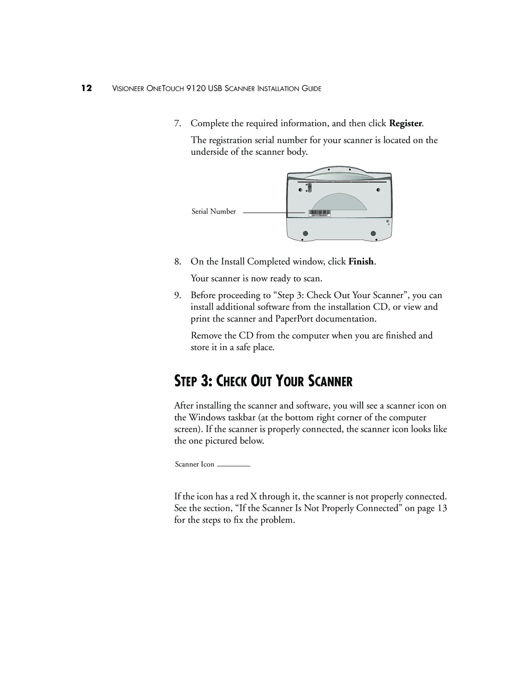 Visioneer 9120 manual Check OUT Your Scanner 