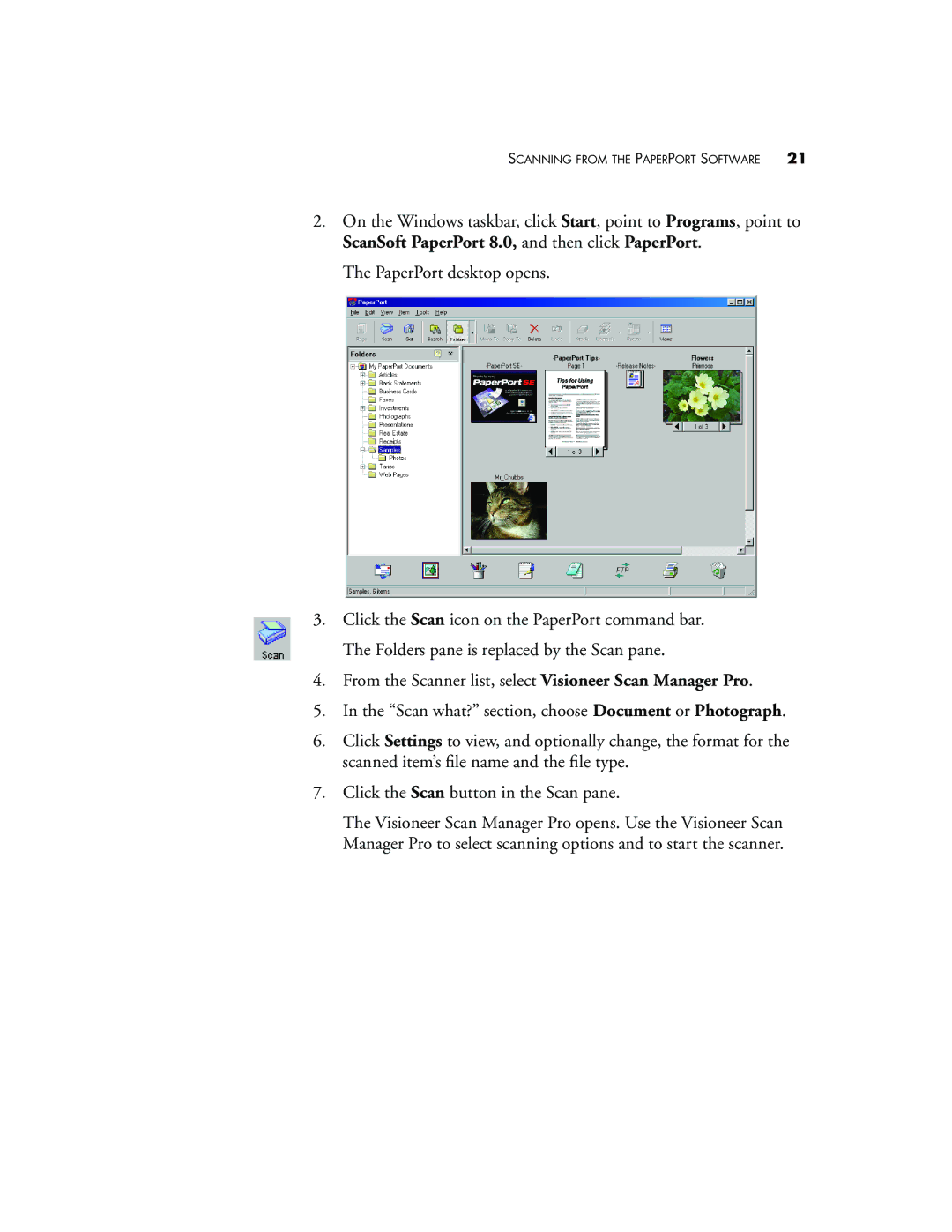 Visioneer 9120 manual Scanning from the Paper Port Software 