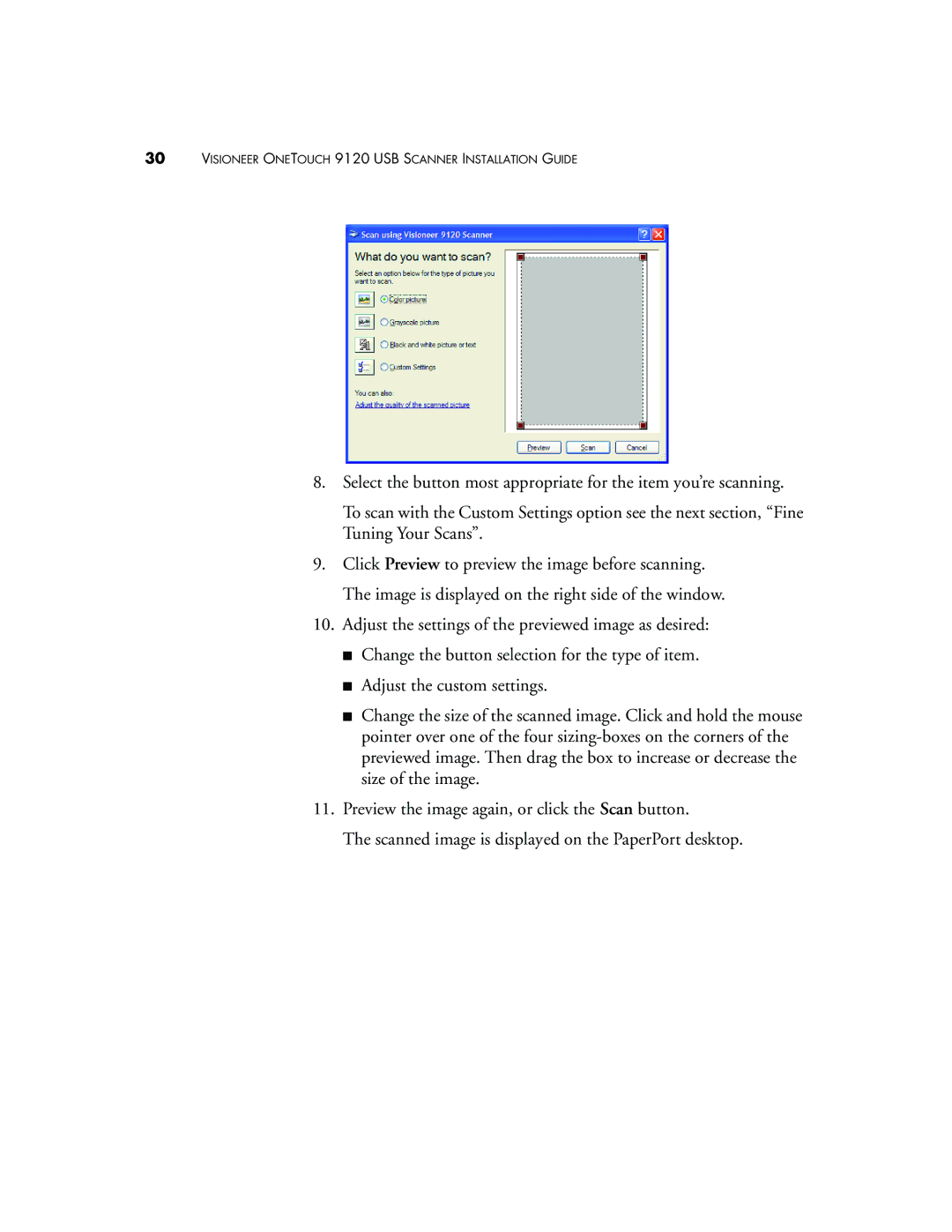 Visioneer manual Visioneer Onetouch 9120 USB Scanner Installation Guide 