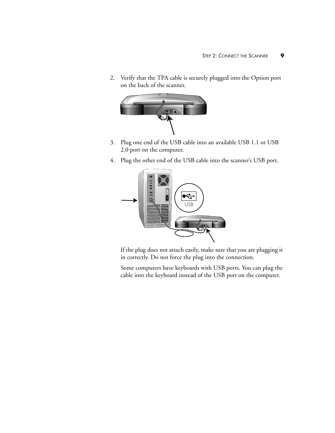 Visioneer 9220 manual Usb 