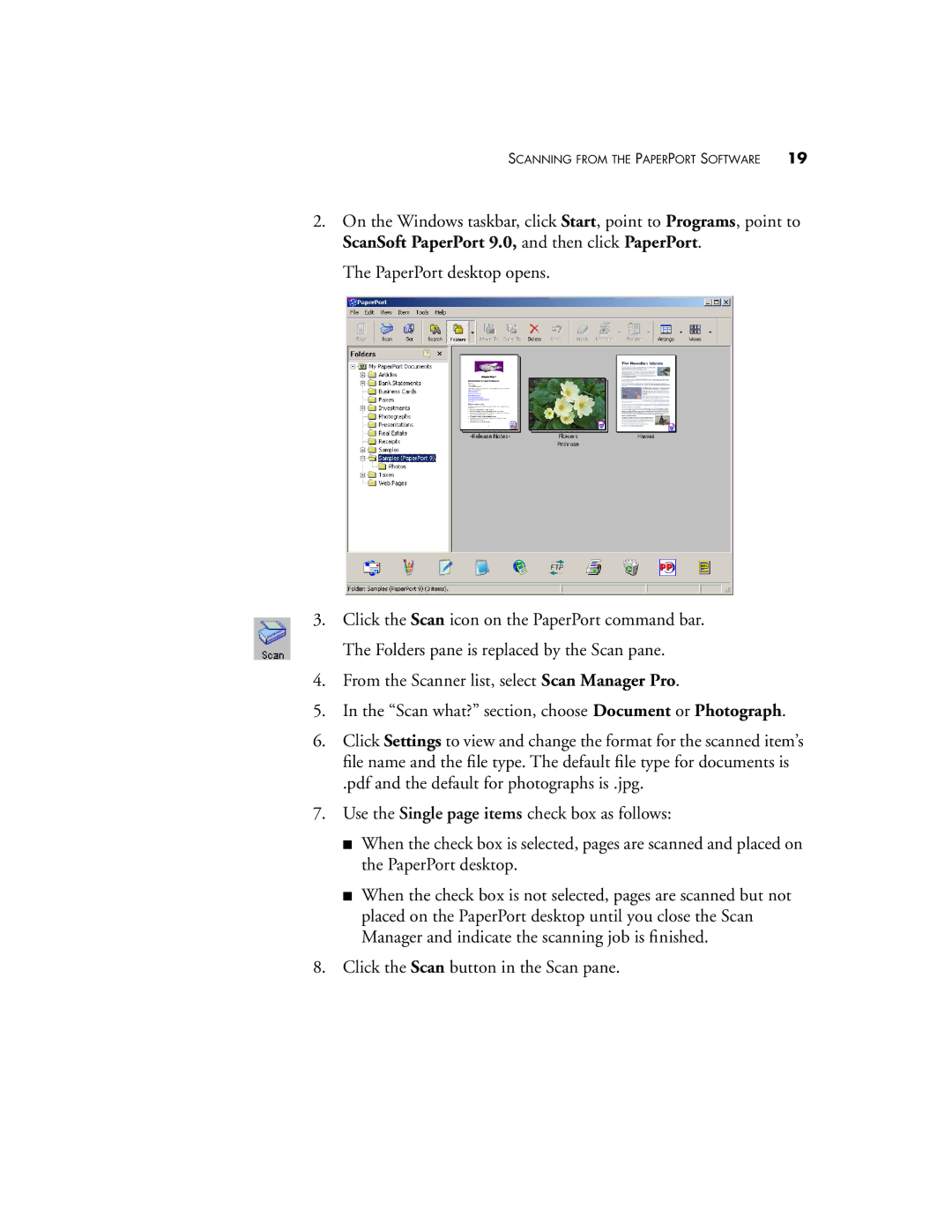 Visioneer 9320 manual Scanning from the Paper Port Software 