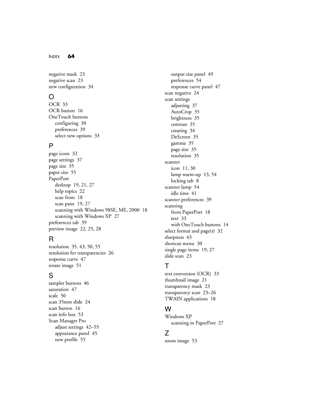 Visioneer 9320 manual Index 