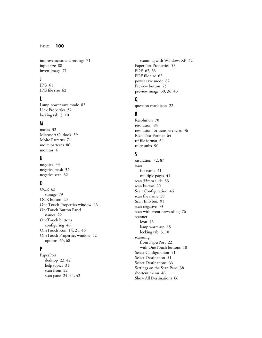 Visioneer 9420 manual Index 