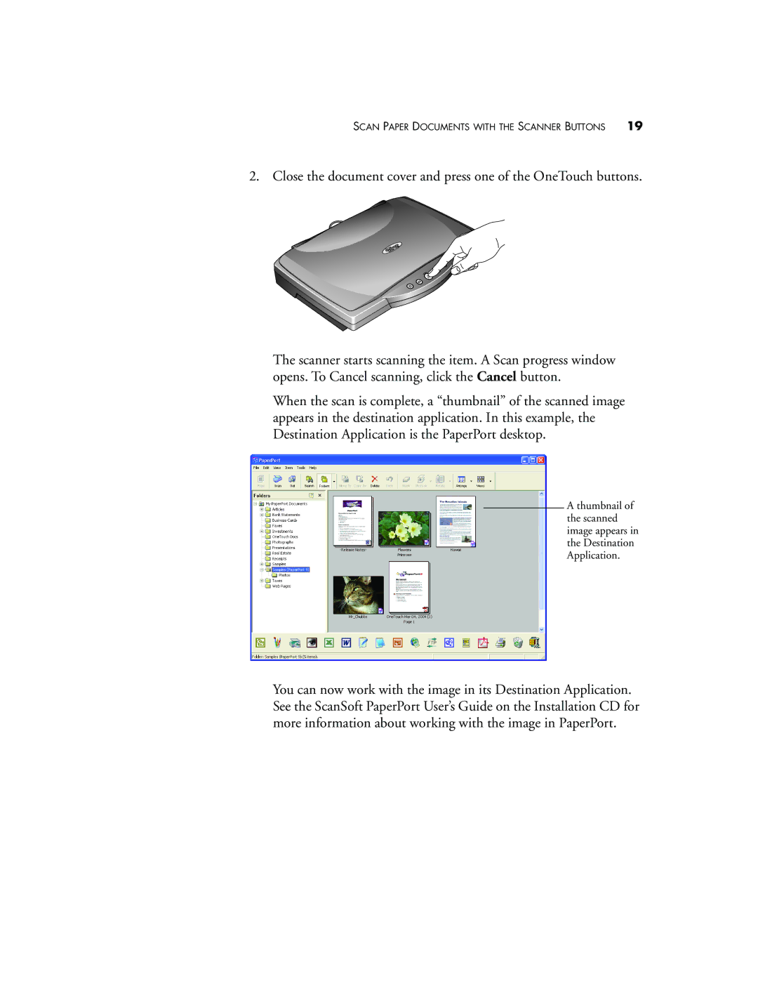 Visioneer 9420 manual Scan Paper Documents with the Scanner Buttons 