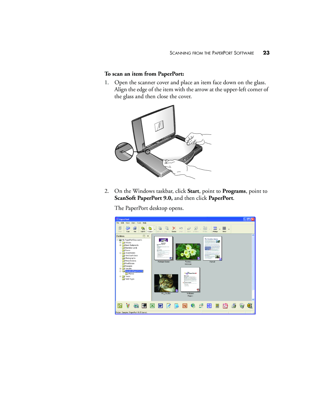 Visioneer 9420 manual To scan an item from PaperPort 