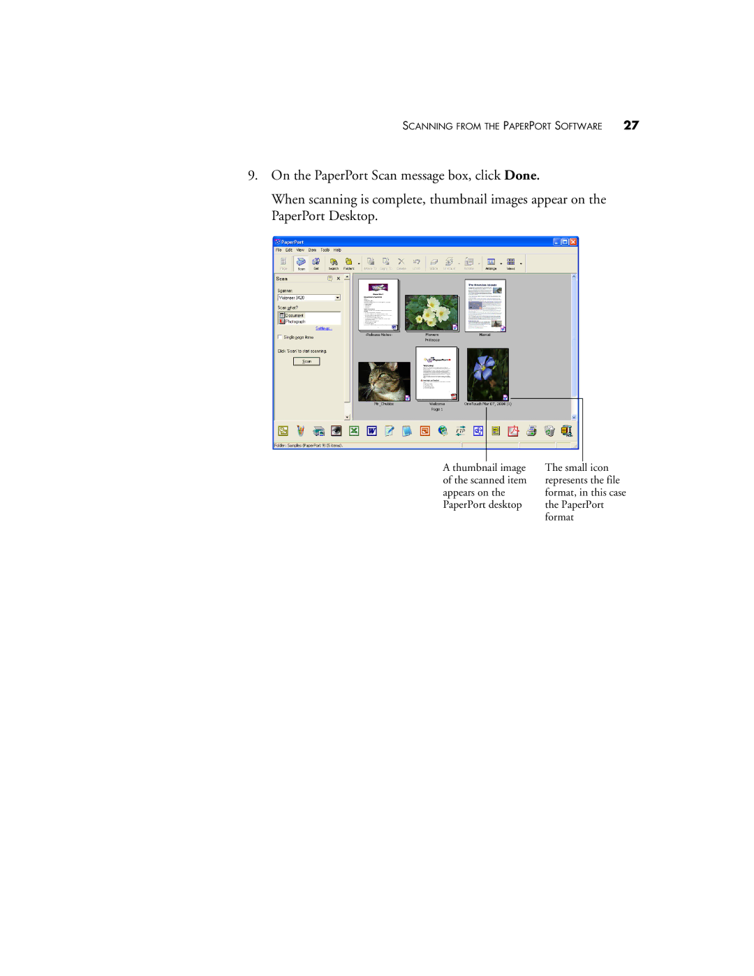 Visioneer 9420 manual PaperPort desktop Format 