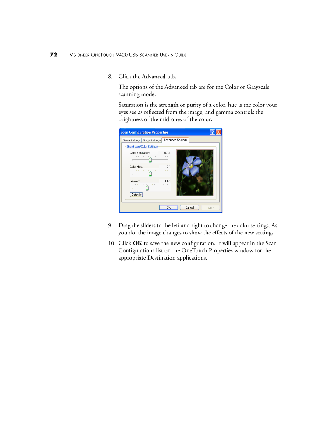 Visioneer manual Visioneer Onetouch 9420 USB Scanner USER’S Guide 