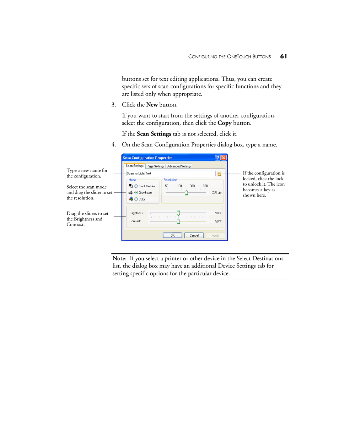 Visioneer 9650 manual Configuring the Onetouch Buttons 