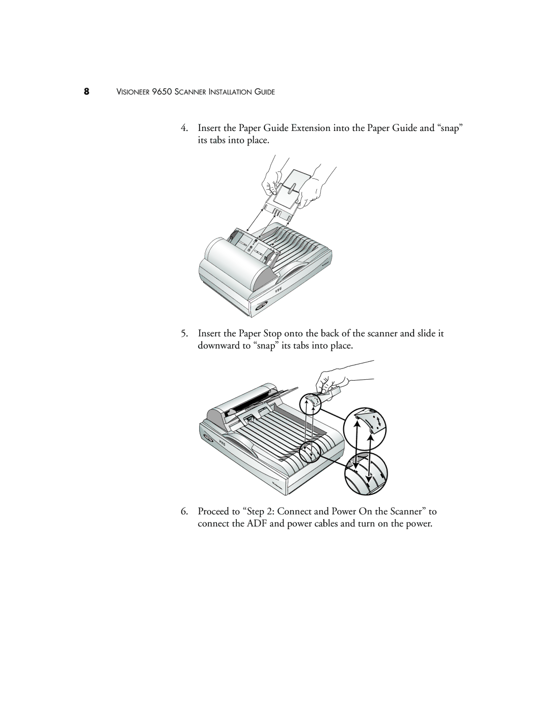 Visioneer manual Visioneer 9650 Scanner Installation Guide 