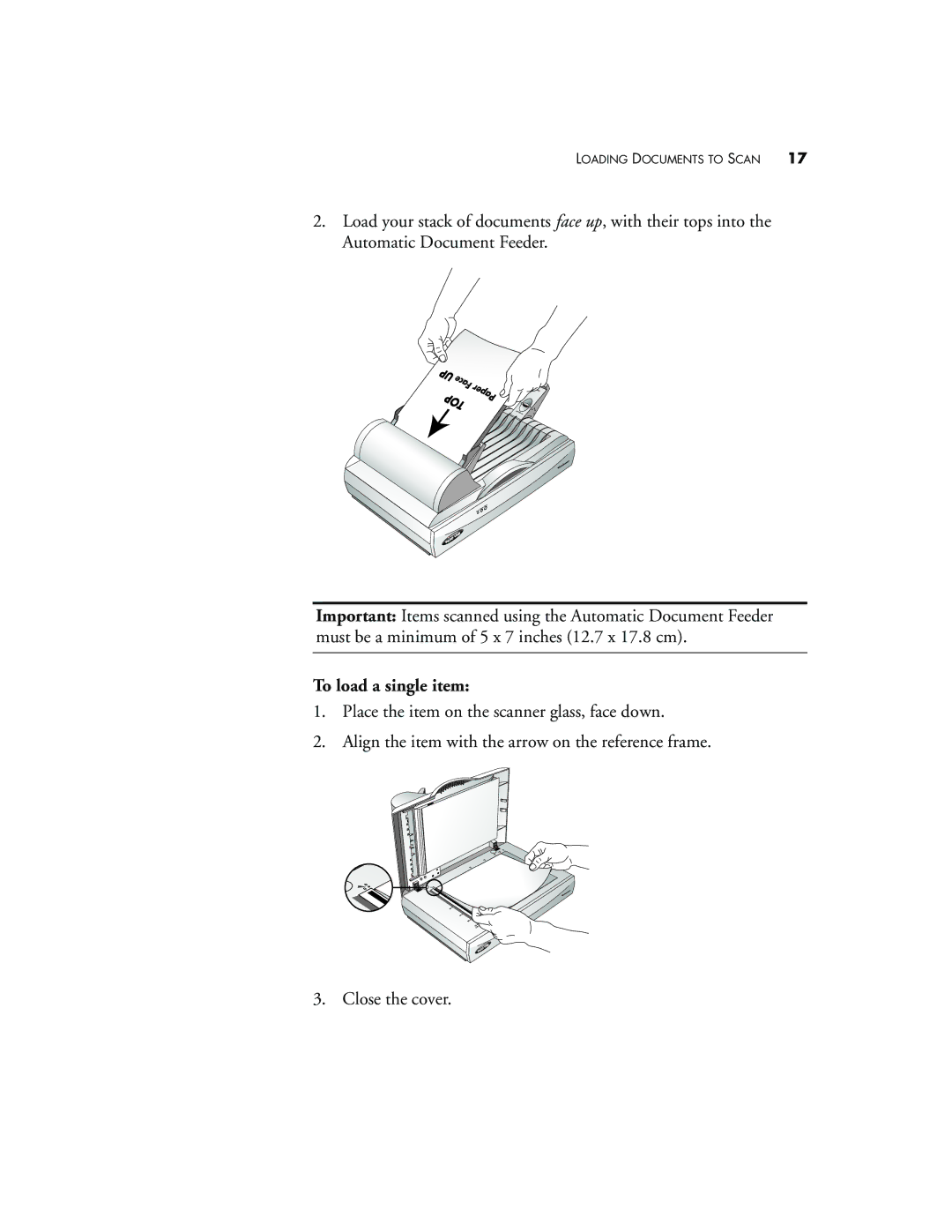 Visioneer 9650 manual To load a single item 