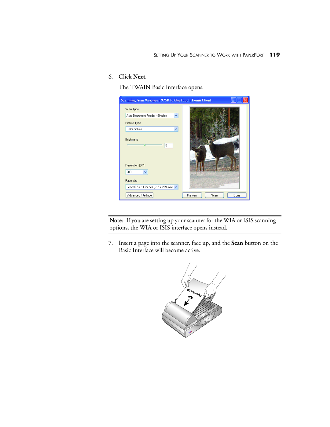 Visioneer 9750 manual Setting UP Your Scanner to Work with Paperport 