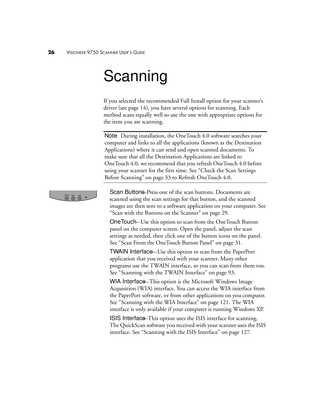 Visioneer 9750 manual Scanning 