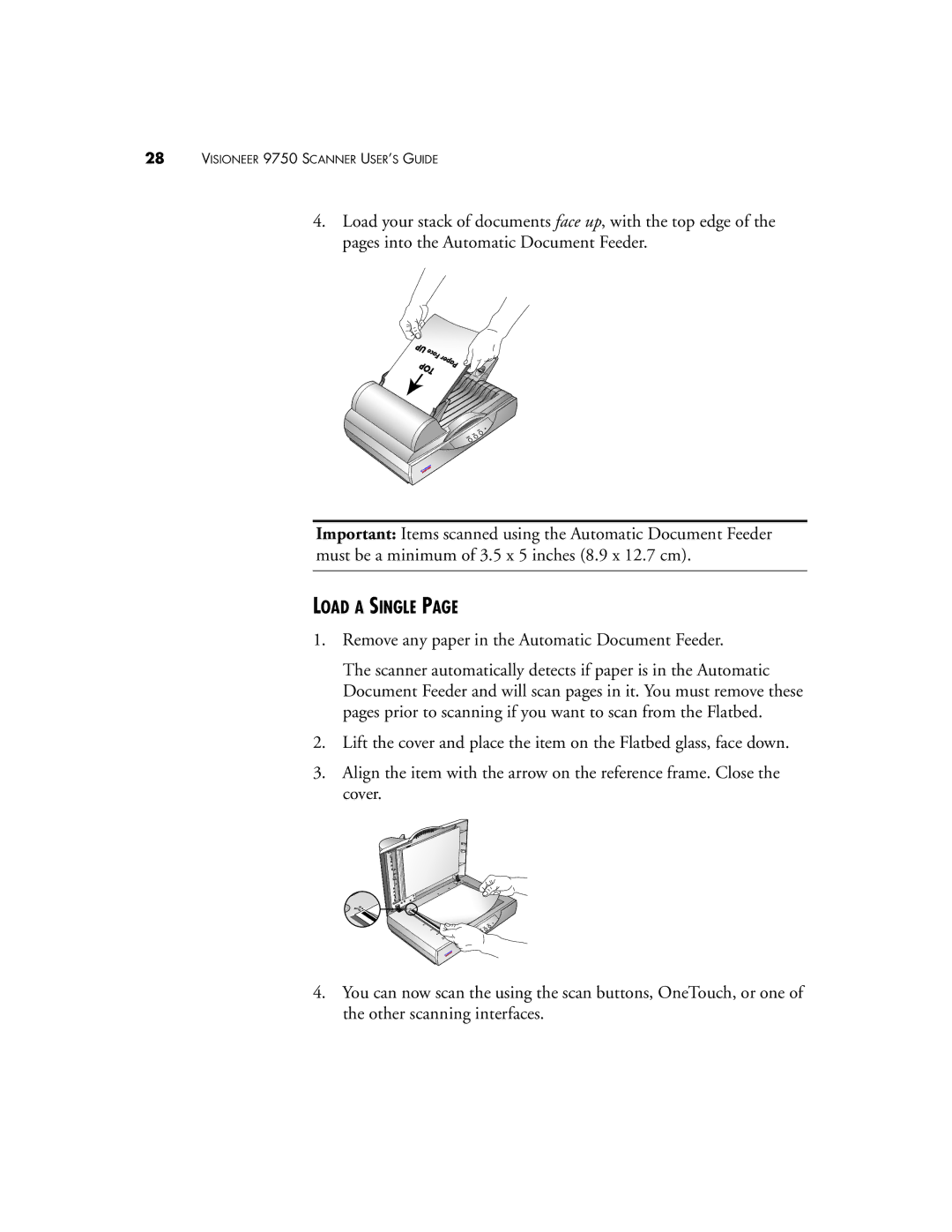 Visioneer 9750 manual Load a Single 