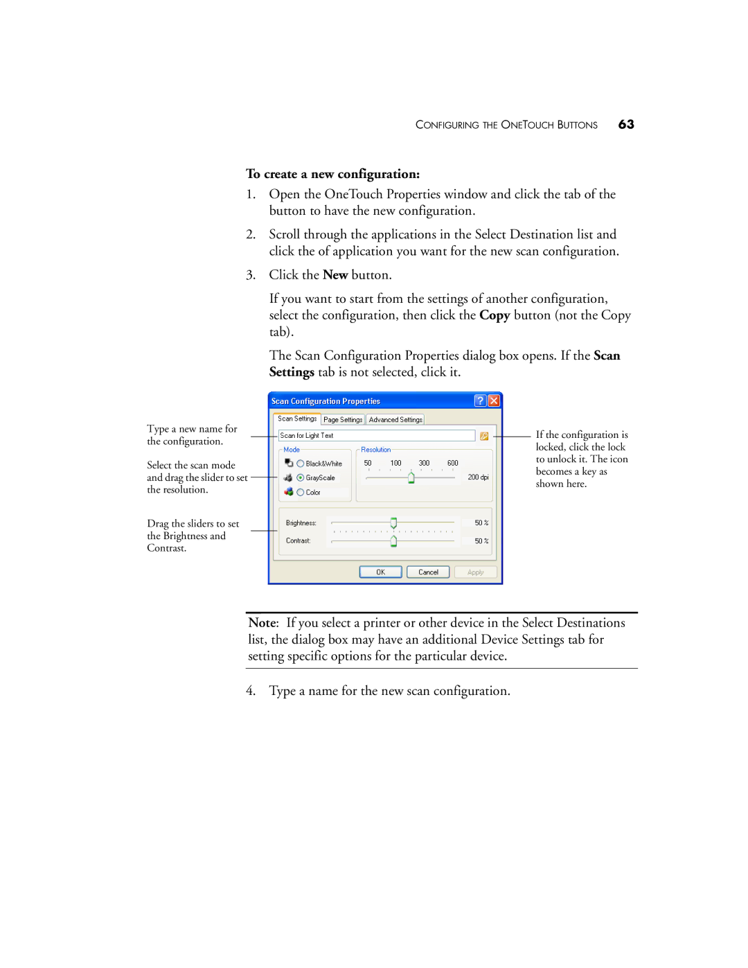 Visioneer 9750 manual To create a new configuration 