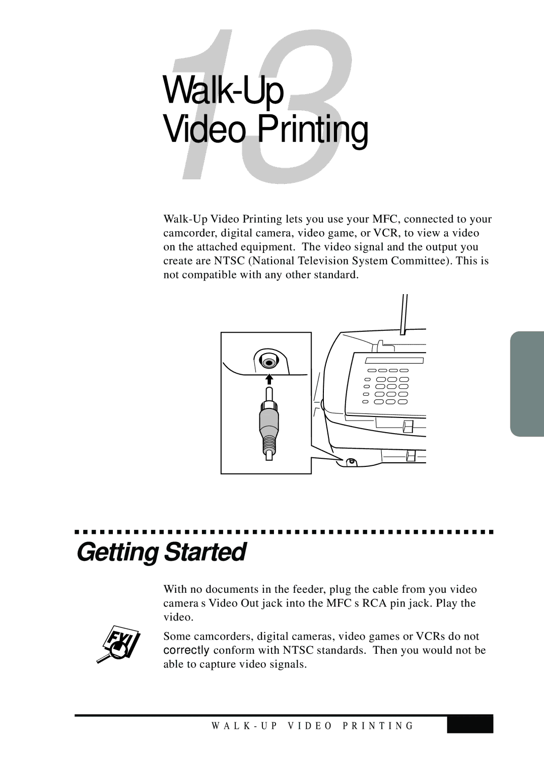 Visioneer MFC7050C owner manual 13Walk-Up Video Printing 