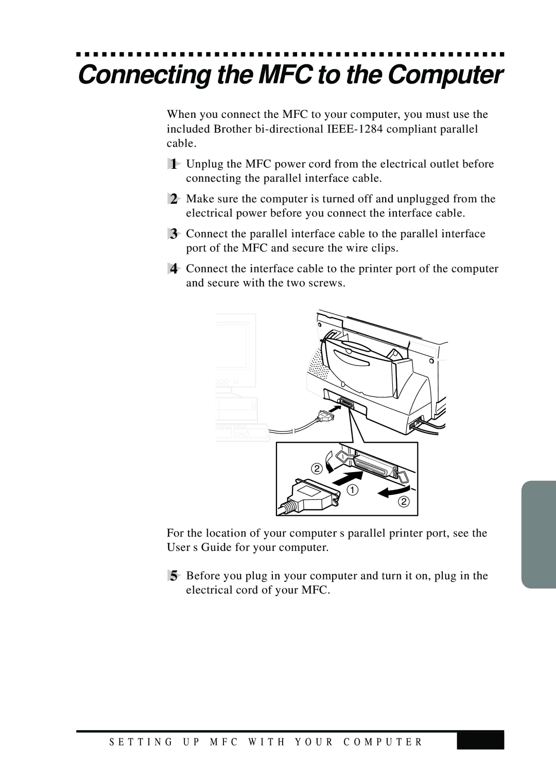 Visioneer MFC7050C owner manual Connecting the MFC to the Computer, 14-3 