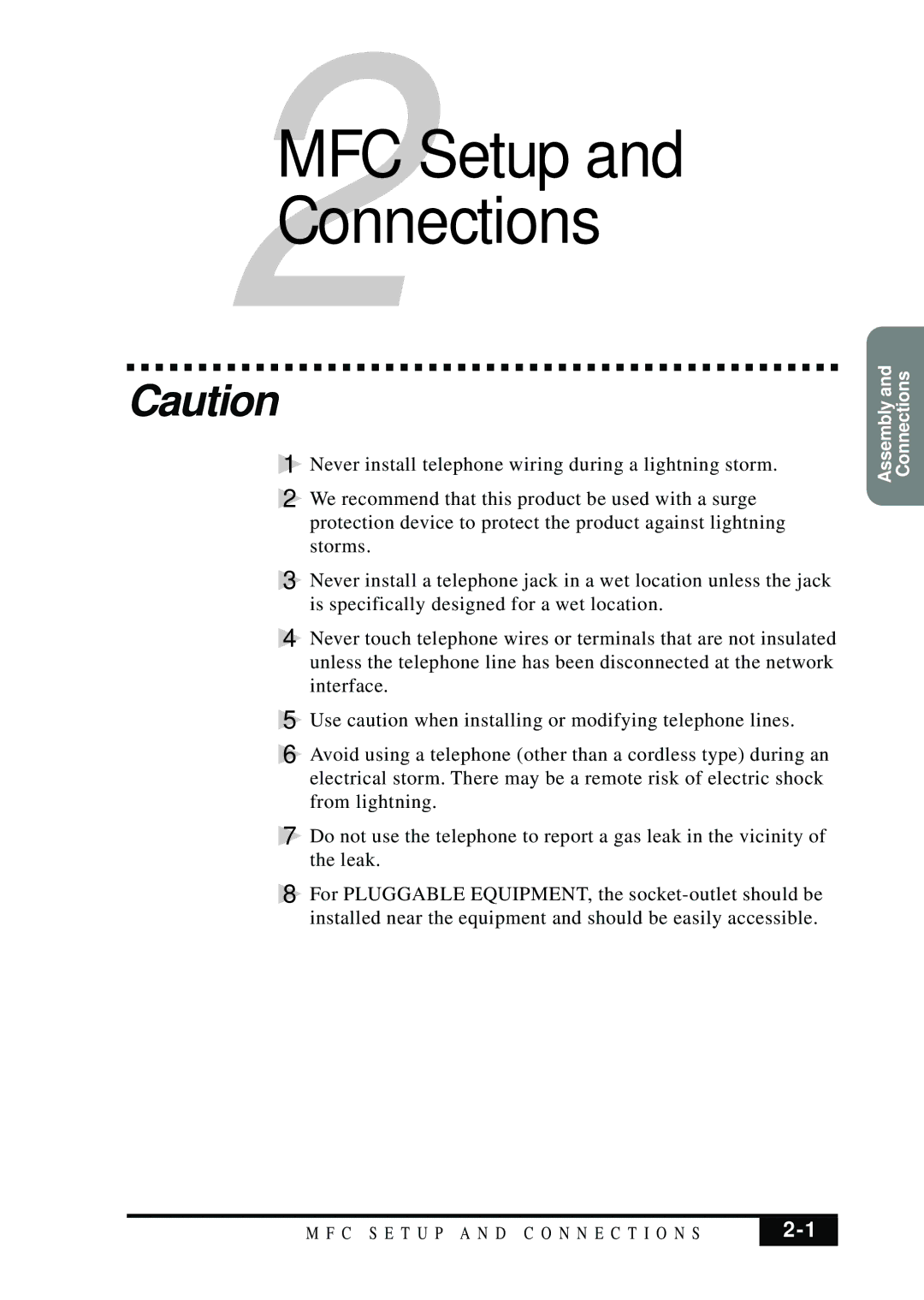 Visioneer MFC7050C owner manual 2MFC Setup Connections 