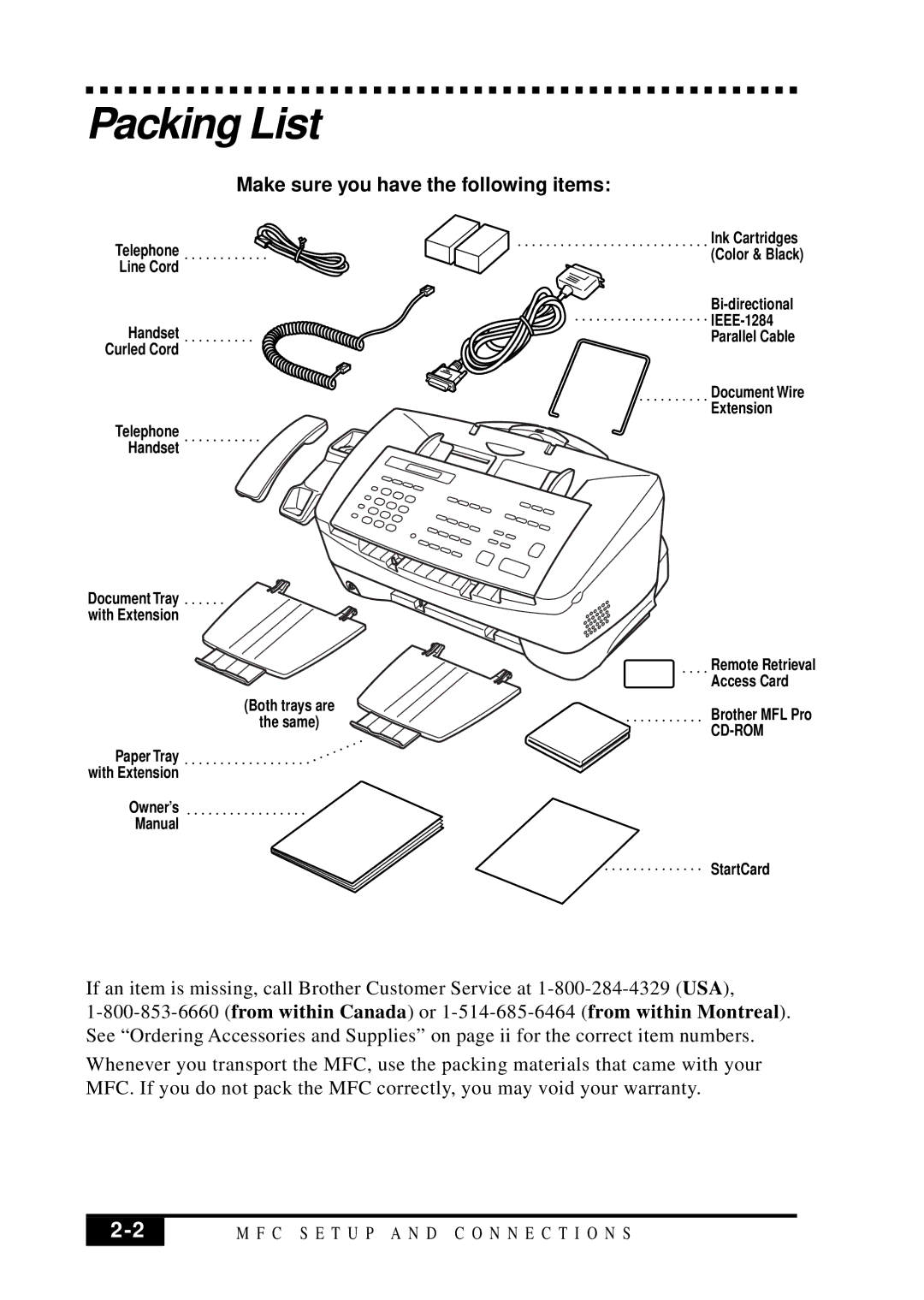 Visioneer MFC7050C owner manual Packing List, Make sure you have the following items 