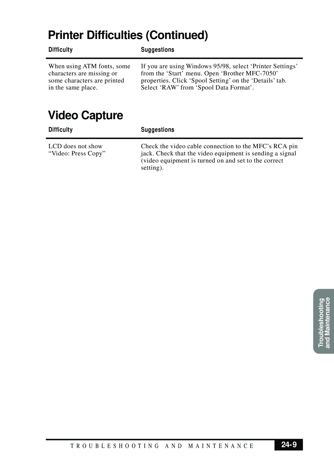 Visioneer MFC7050C owner manual Video Capture, 24-9 