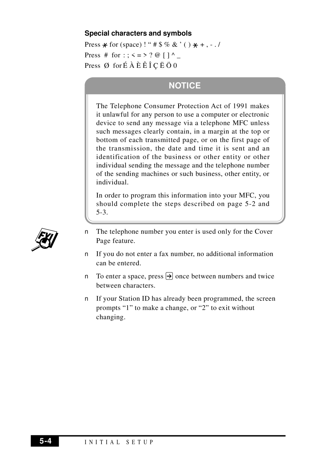 Visioneer MFC7050C owner manual Special characters and symbols 