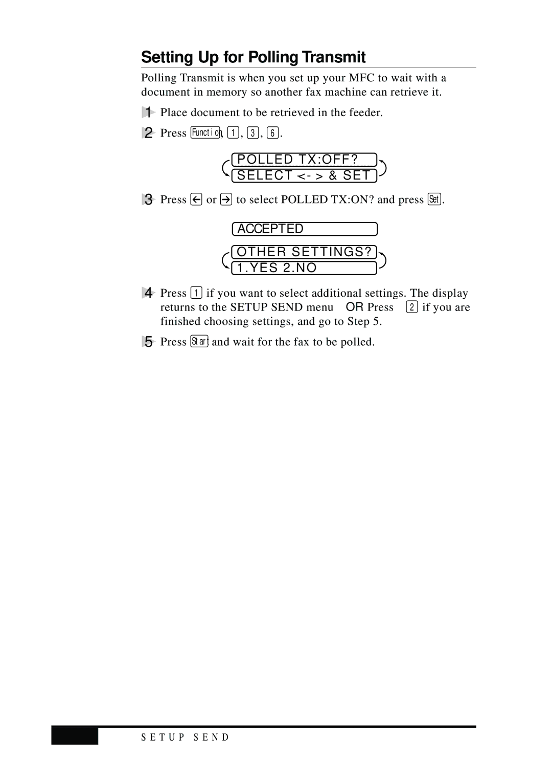 Visioneer MFC7050C owner manual Setting Up for Polling Transmit, Polled TXOFF? 