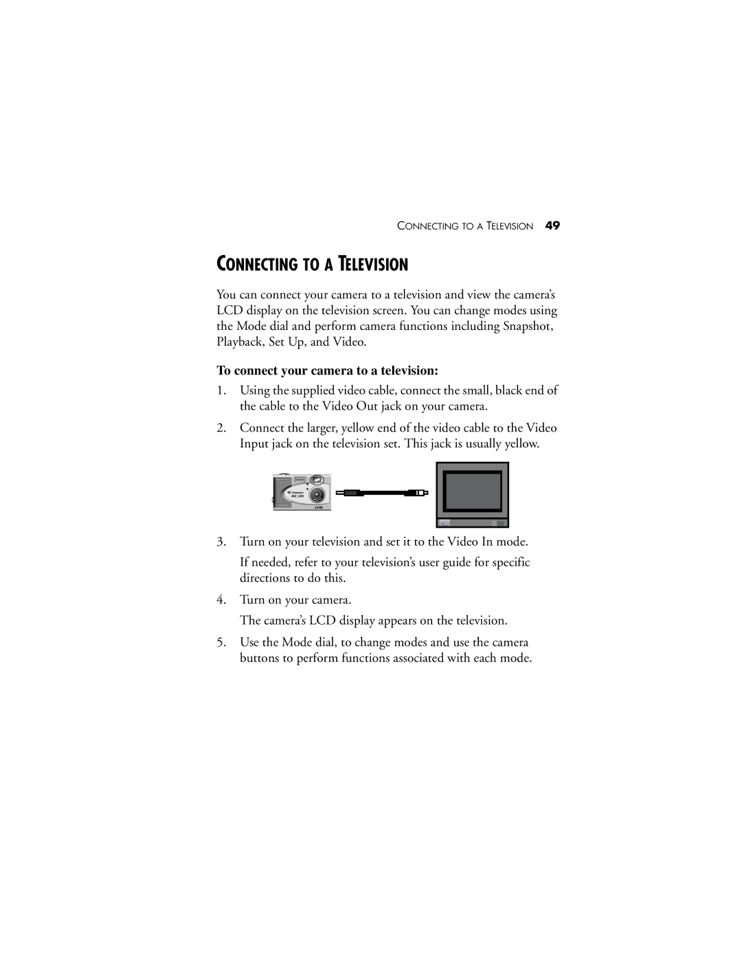 Visioneer MX 200 manual Connecting to a Television, To connect your camera to a television 