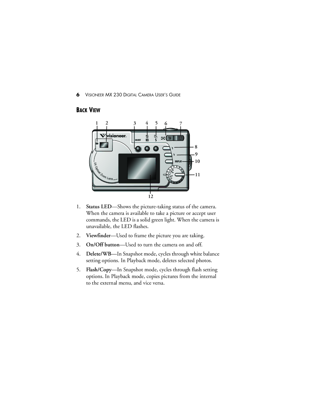 Visioneer MX 230 manual Back View 