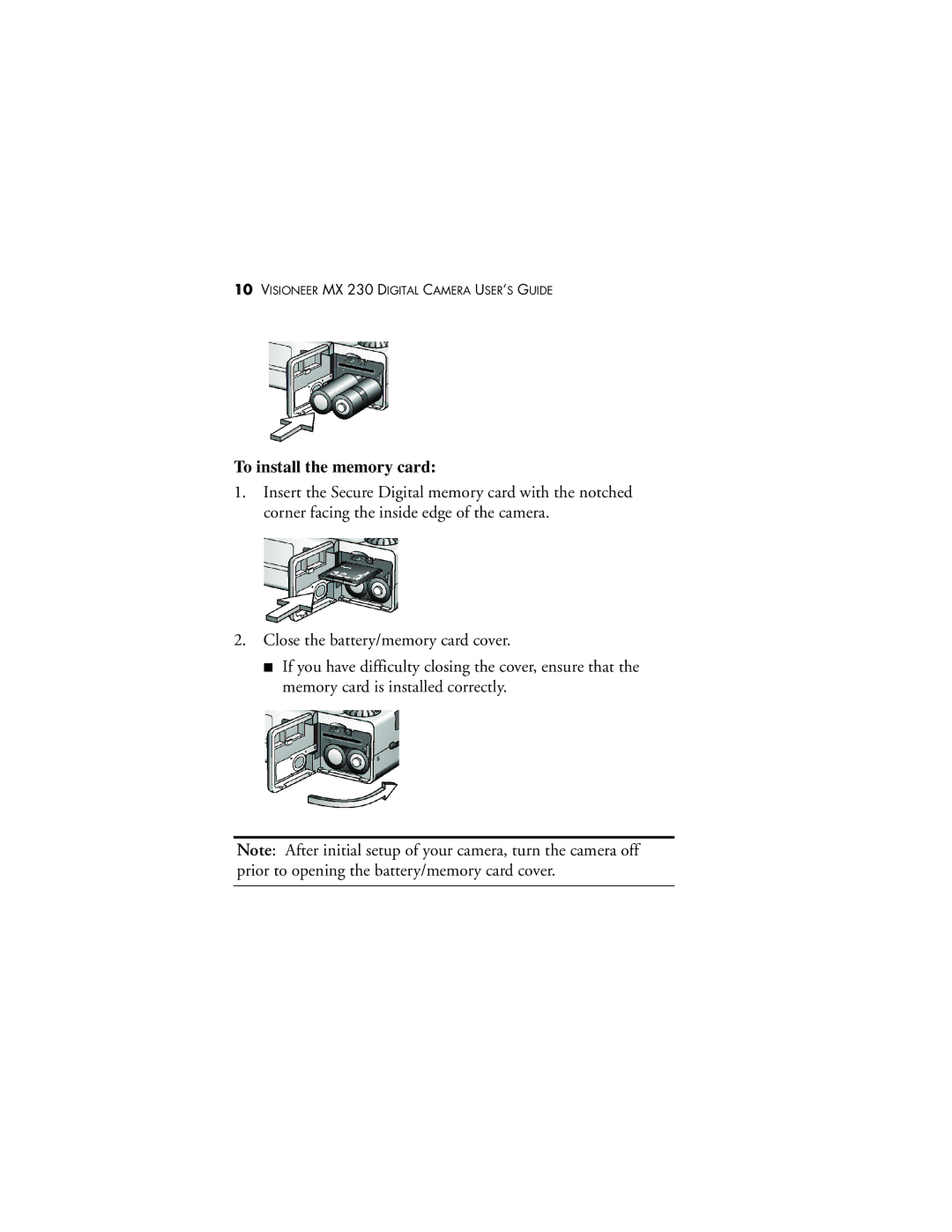 Visioneer MX 230 manual To install the memory card 