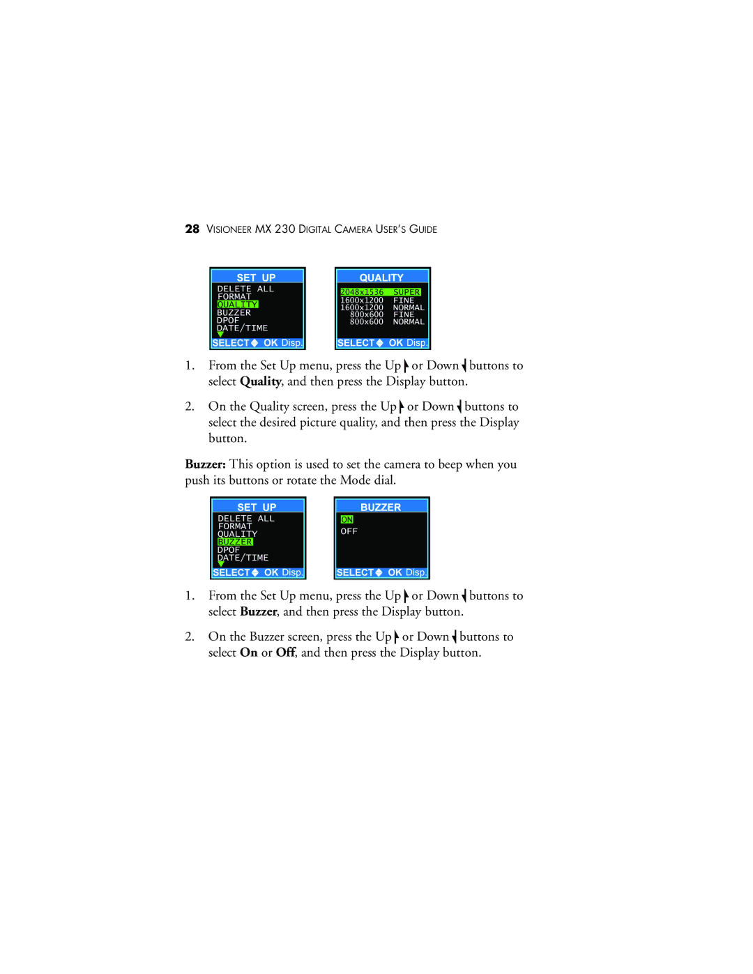 Visioneer manual Visioneer MX 230 Digital Camera USER’S Guide 