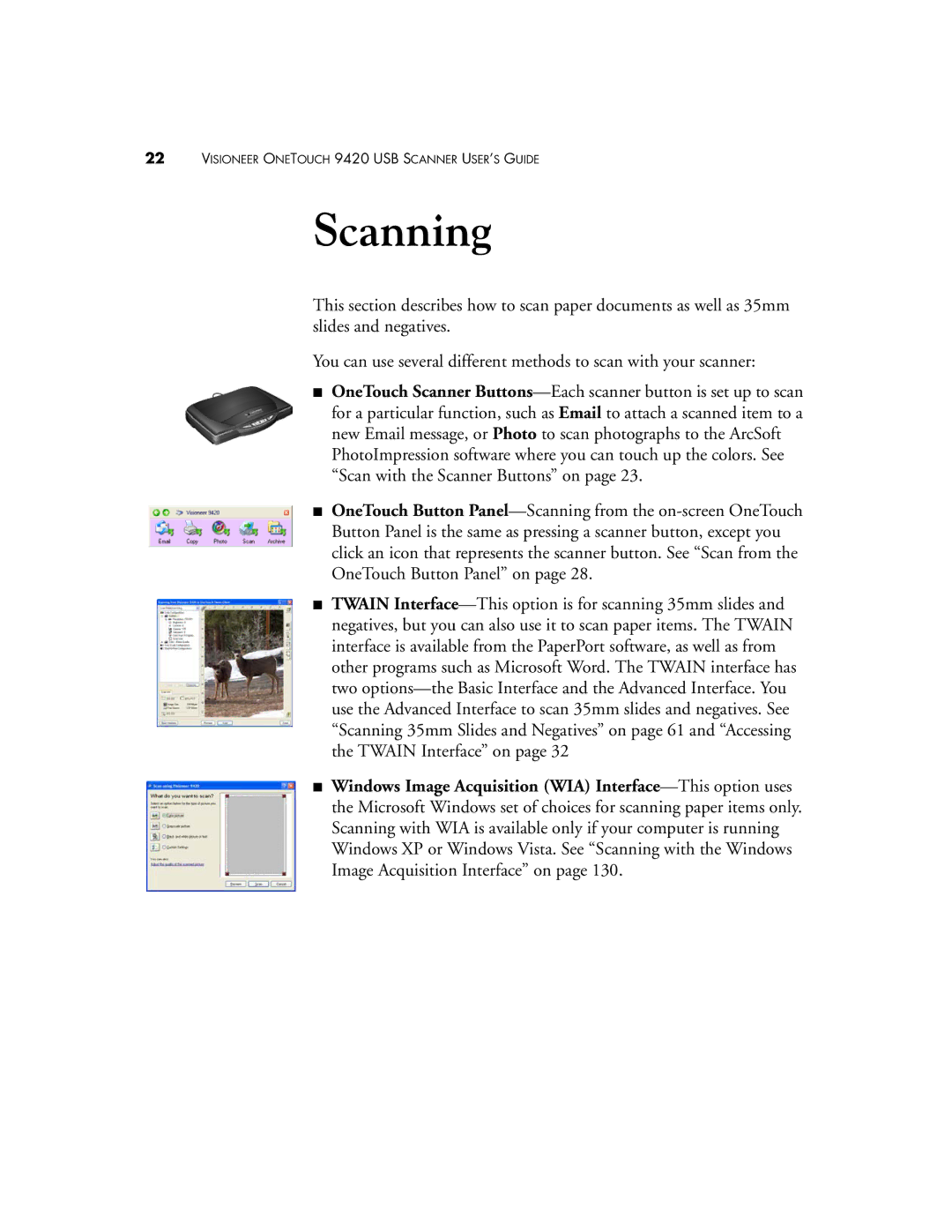 Visioneer One Touch 9420 manual Scanning 