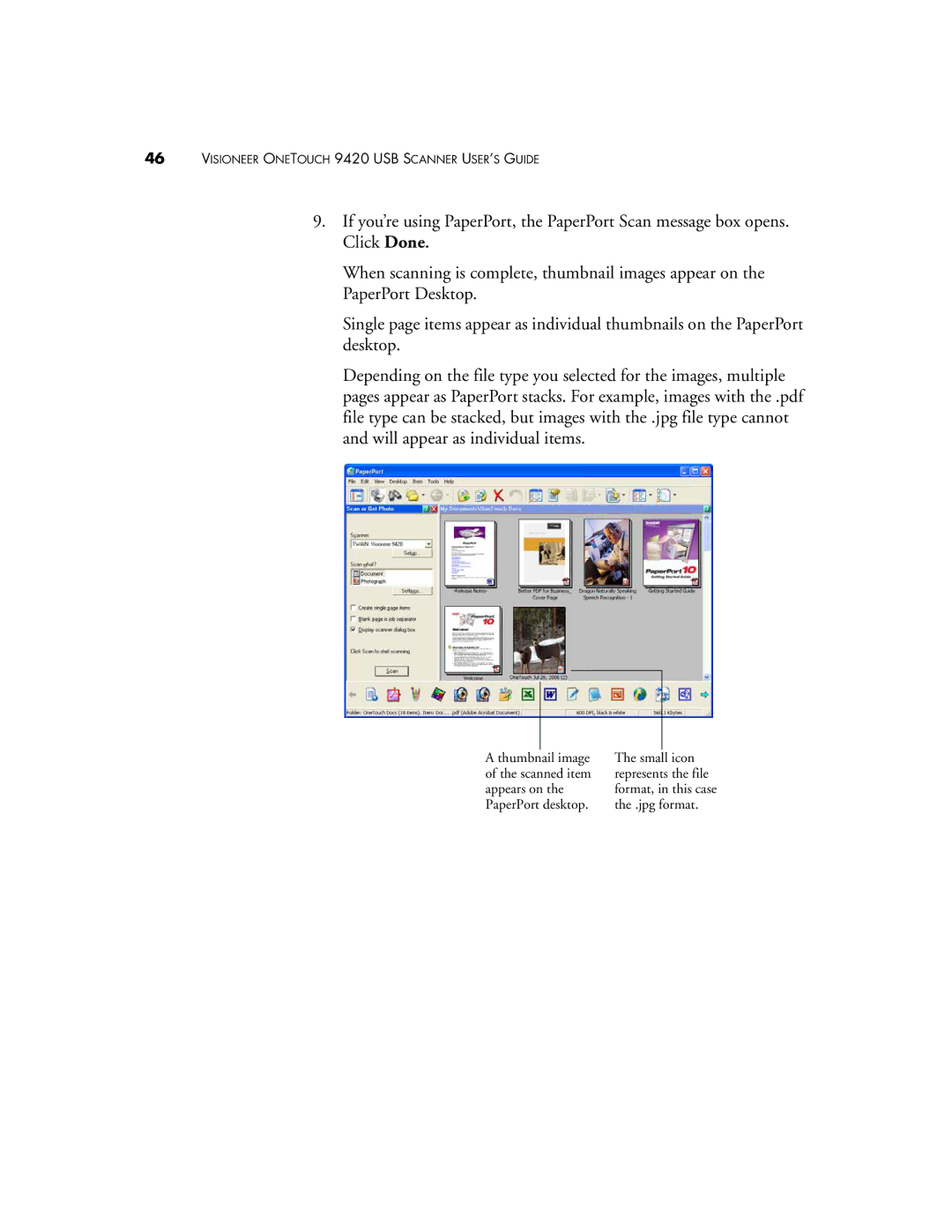 Visioneer One Touch 9420 manual Visioneer Onetouch 9420 USB Scanner USER’S Guide 