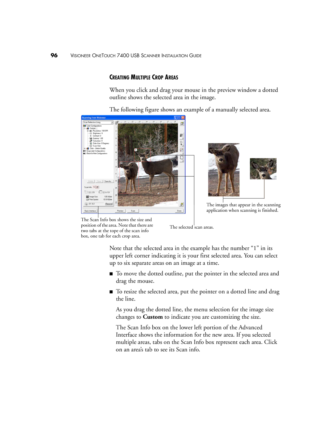 Visioneer OneTouch 7400 manual Creating Multiple Crop Areas 