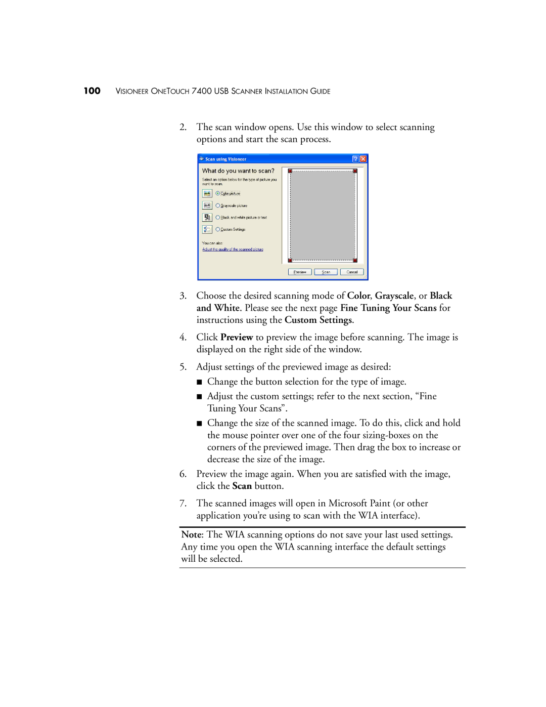 Visioneer OneTouch 7400 manual Visioneer Onetouch 7400 USB Scanner Installation Guide 