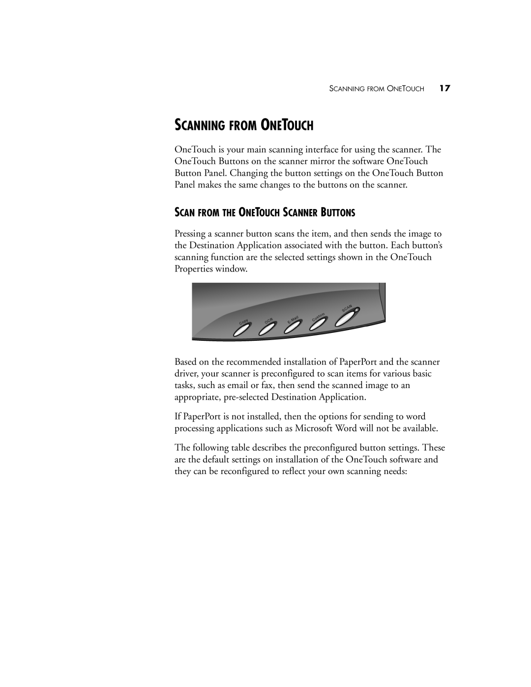 Visioneer OneTouch 7400 manual Scanning from Onetouch, Scan from the Onetouch Scanner Buttons 