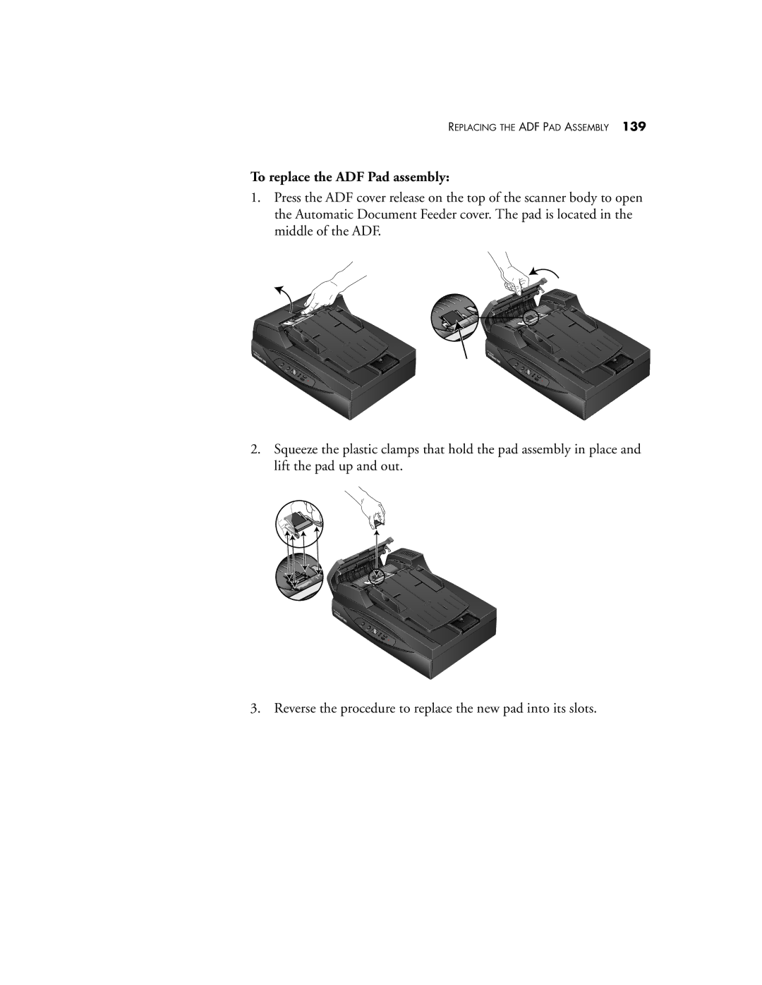 Visioneer Patriot 680 manual To replace the ADF Pad assembly 