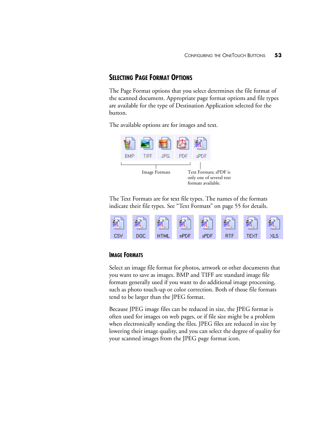 Visioneer Patriot 680 manual Selecting page Format Options 