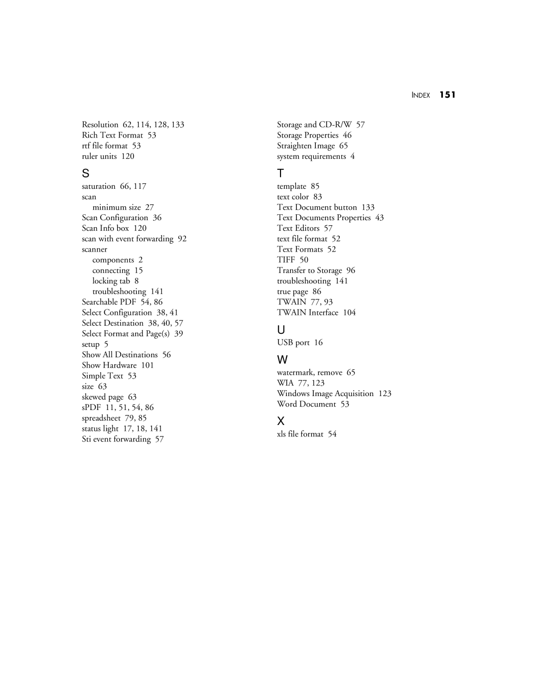 Visioneer Patriot 780 manual Index 