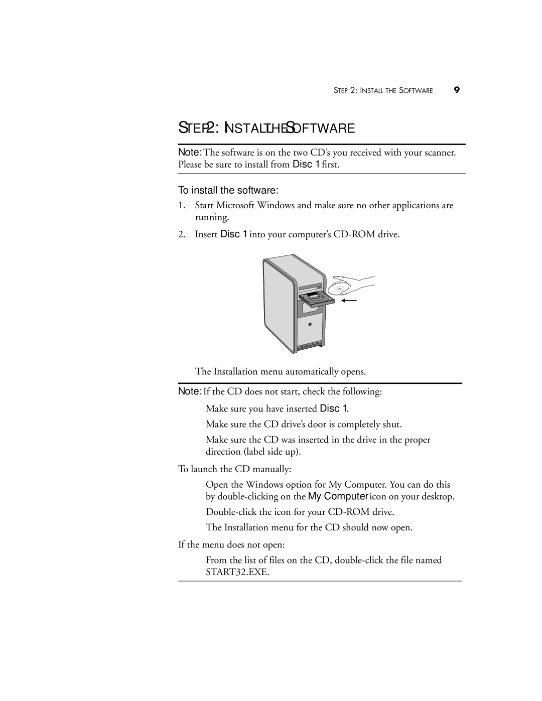 Visioneer Patriot 780 manual Install the Software, To install the software 