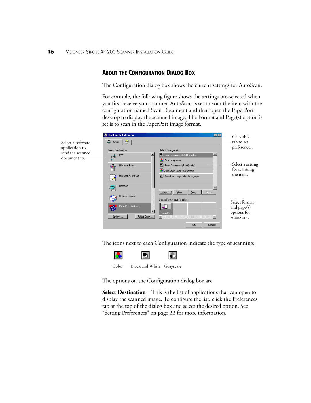 Visioneer Strobe XP 200 manual About the Configuration Dialog BOX 