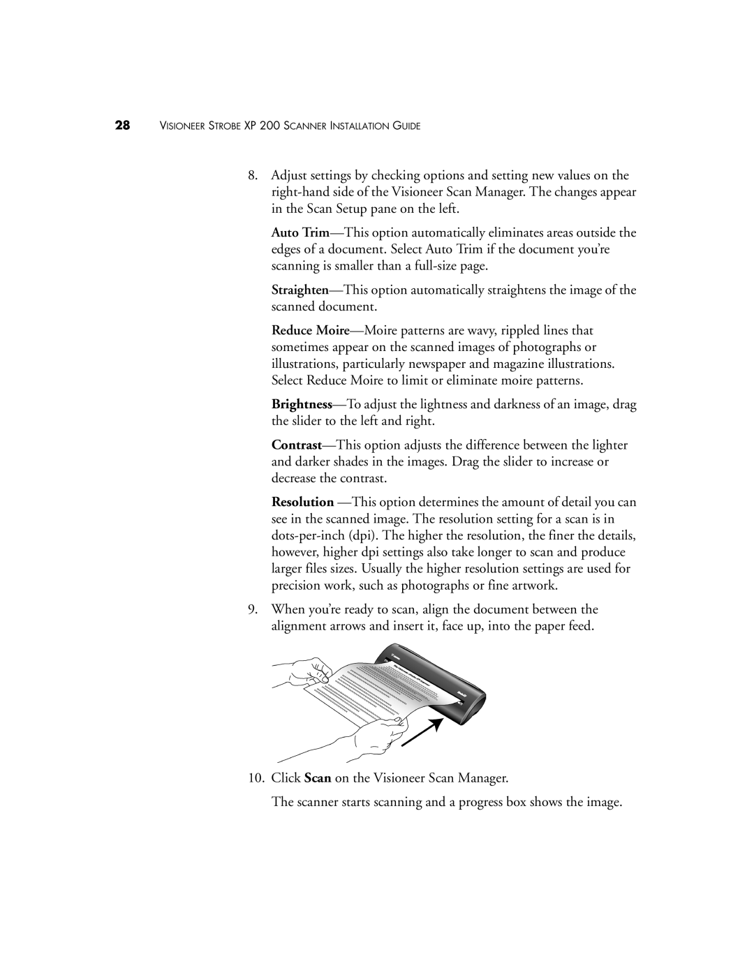 Visioneer manual Visioneer Strobe XP 200 Scanner Installation Guide 