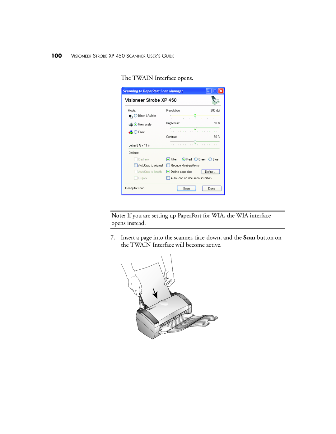 Visioneer manual Visioneer Strobe XP 450 Scanner USER’S Guide 