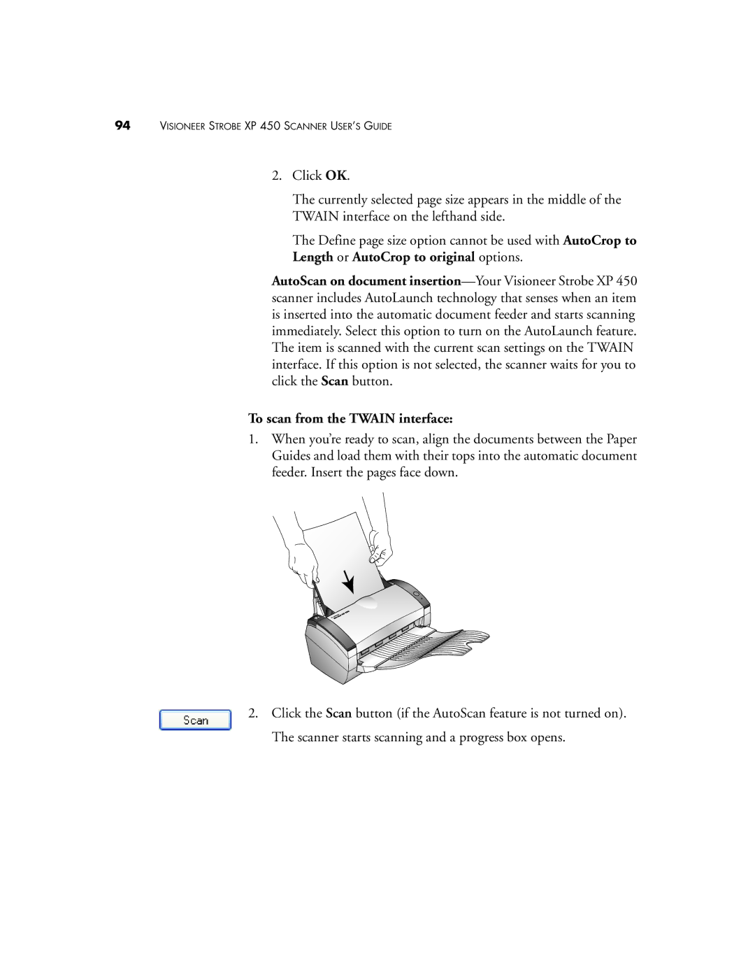 Visioneer manual Visioneer Strobe XP 450 Scanner USER’S Guide 