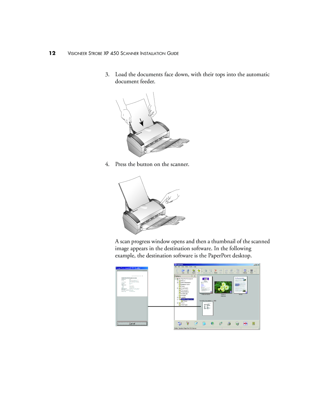 Visioneer manual Visioneer Strobe XP 450 Scanner Installation Guide 