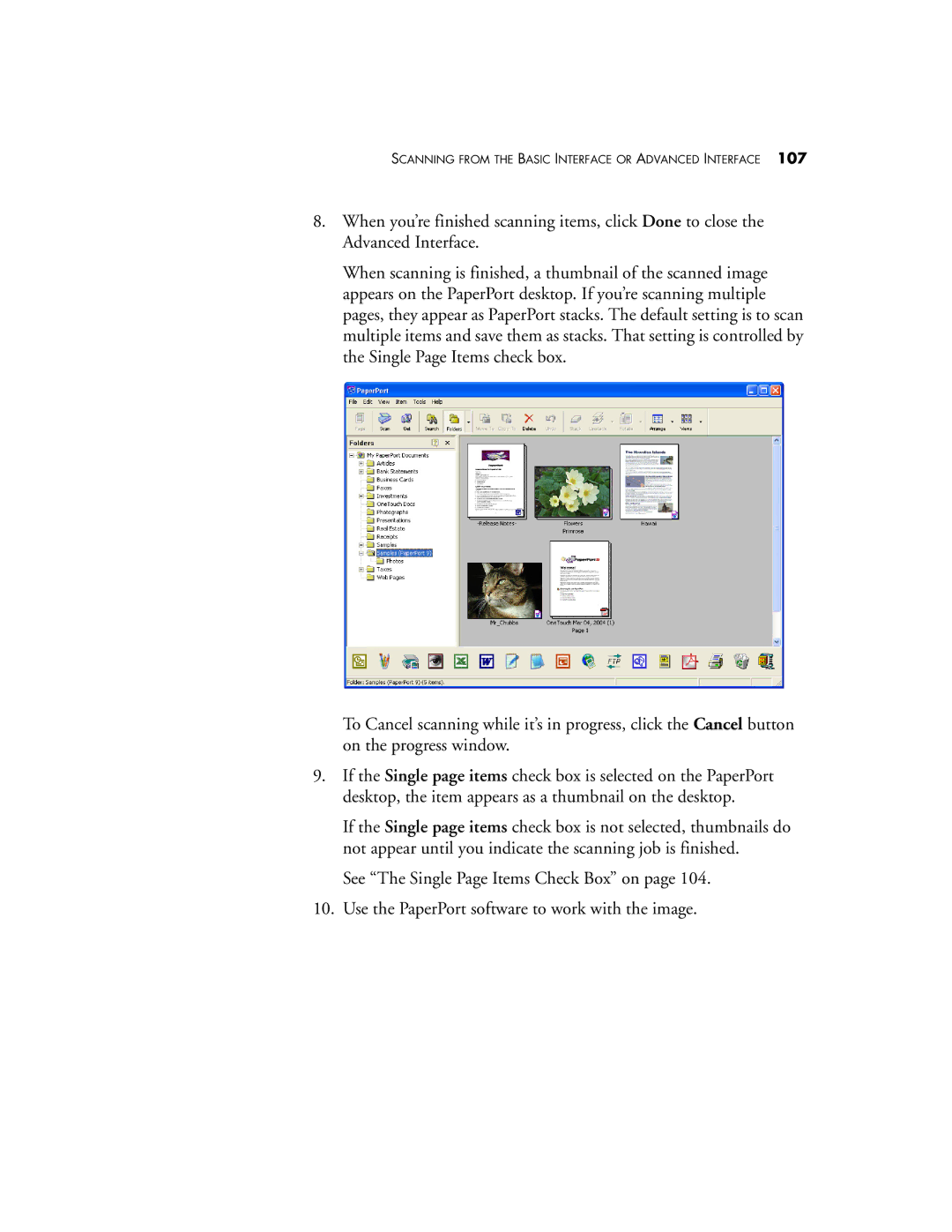 Visioneer XP 470 manual Scanning from the Basic Interface or Advanced Interface 