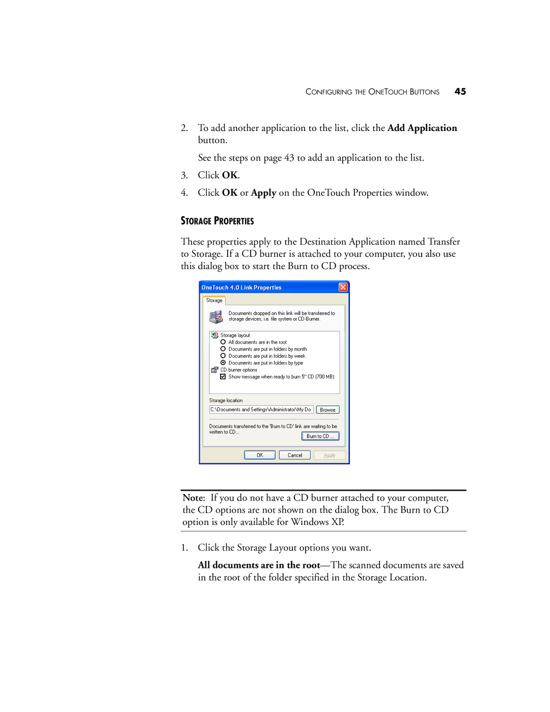 Visioneer XP 470 manual Storage Properties 