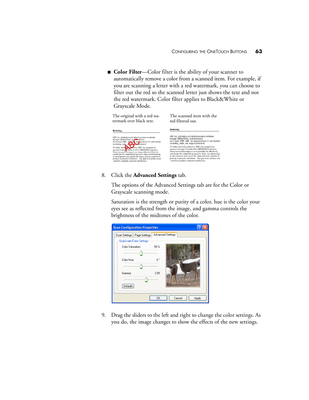 Visioneer XP 470 manual Click the Advanced Settings tab 