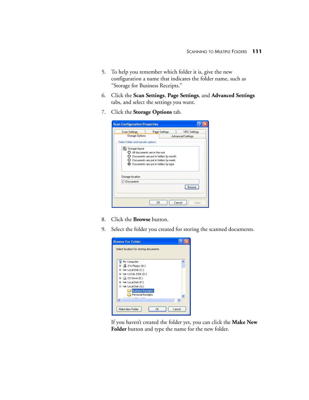 Visioneer XP220 manual Scanning to Multiple Folders 