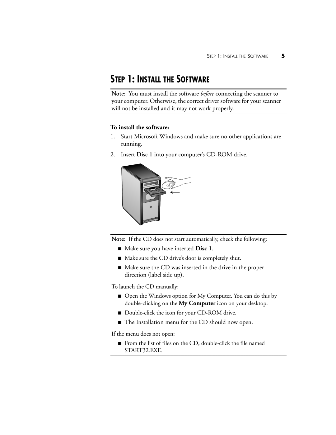 Visioneer XP220 manual Install the Software, To install the software 