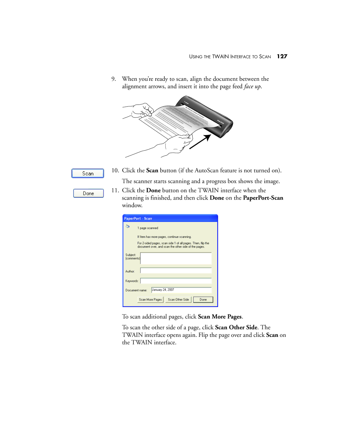 Visioneer XP220 manual Using the Twain Interface to Scan 